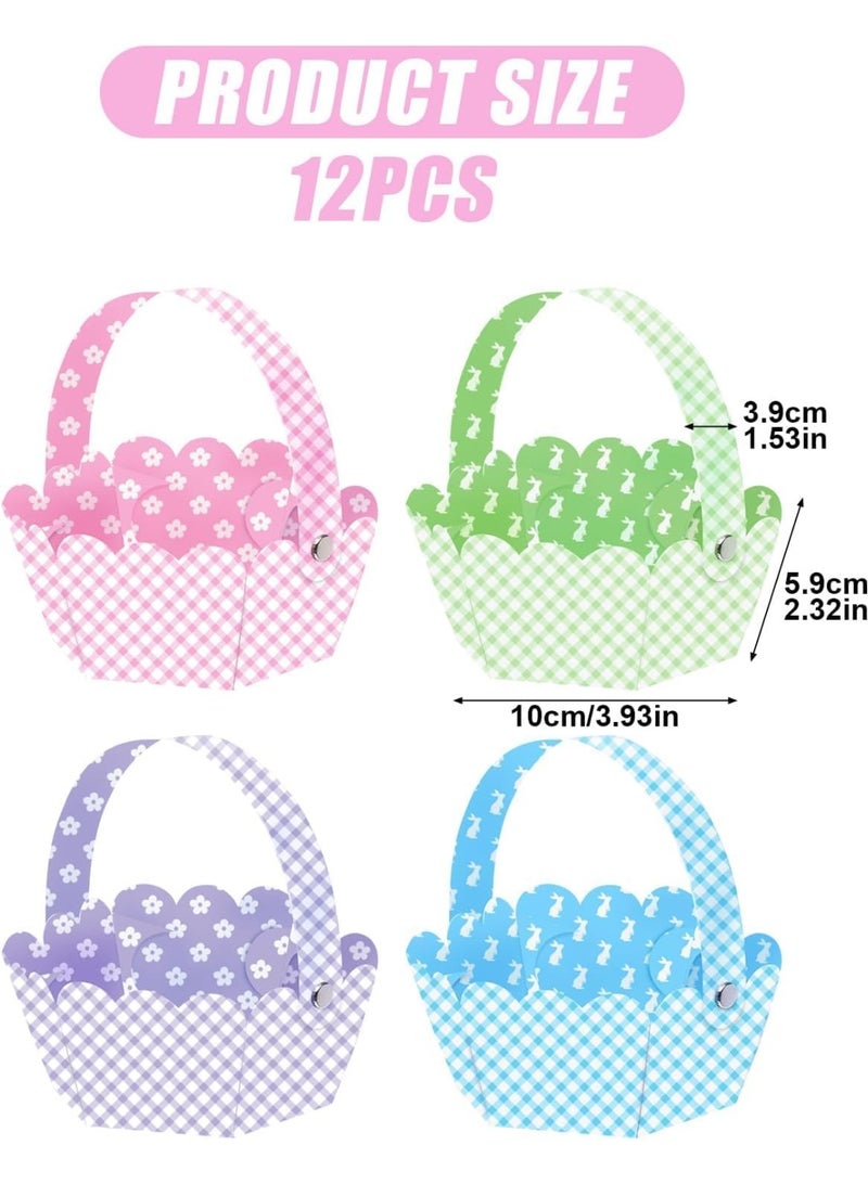 ChicAbode 12 Pcs Paper Easter Baskets with Handle, DIY Easter Craft Baskets for Kids - Party Favors & Gift Boxes (Multi-color) - Image 2